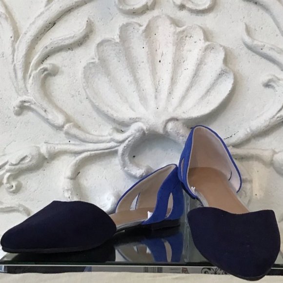 Two Toned Blue Suede D'orsay Flats NWT - Picture 4 of 7